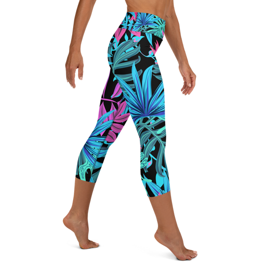 Neon Palm Yoga Capri leggings