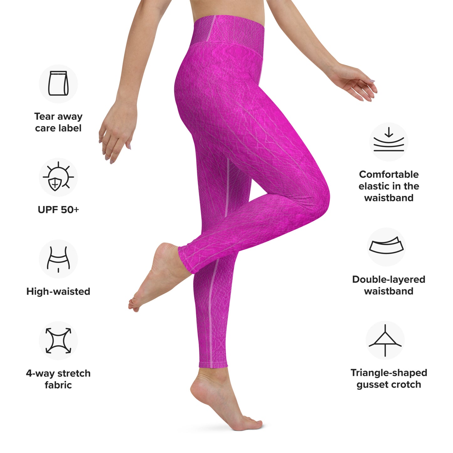 Pink Leather Illusion Yoga Leggings