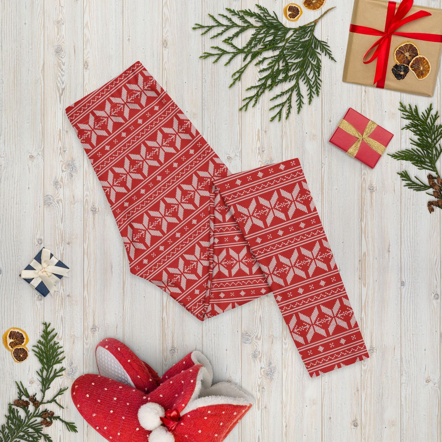 Traditional Red Christmas Sweater Leggings
