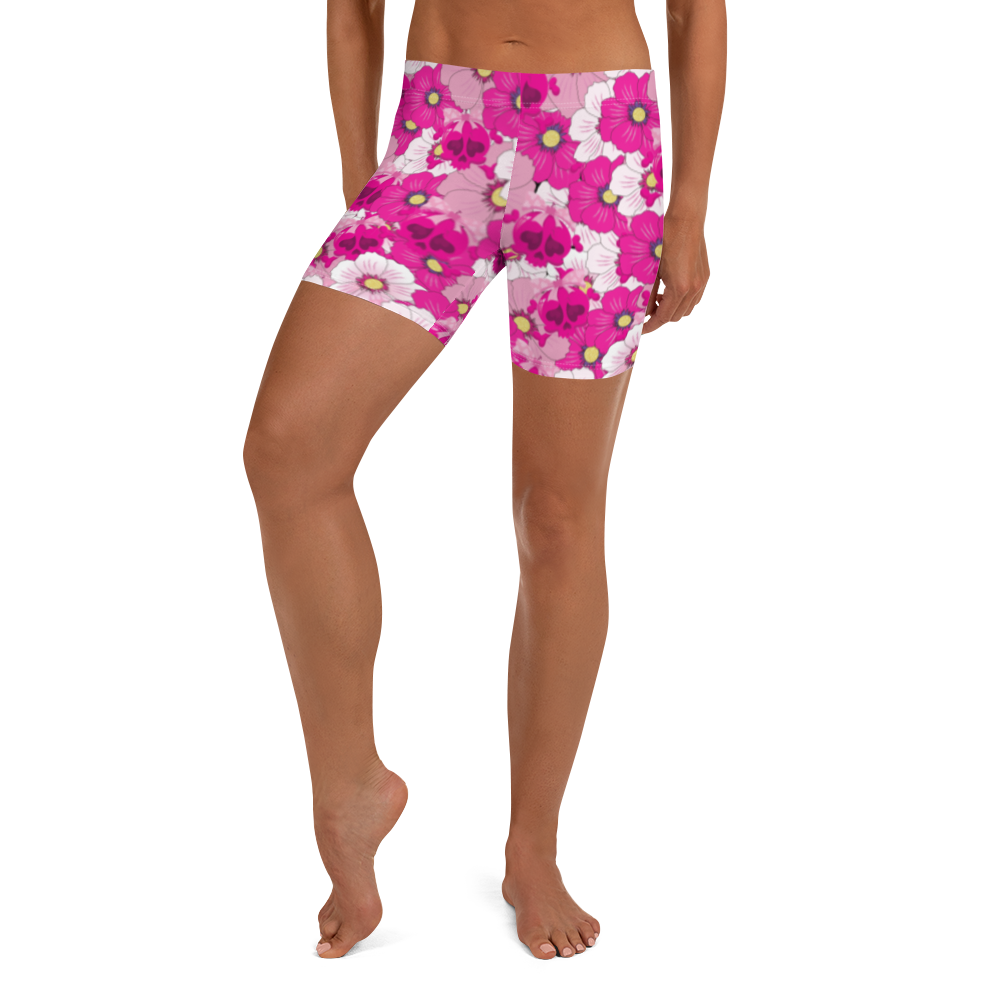 Pink Flowers and Skulls Shorts