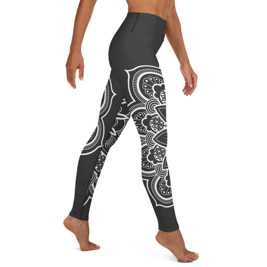 Wrap Around Mandala Carbon Yoga Leggings