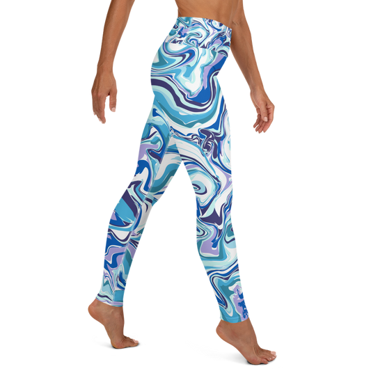 Ocean Blue Marble Yoga Leggings