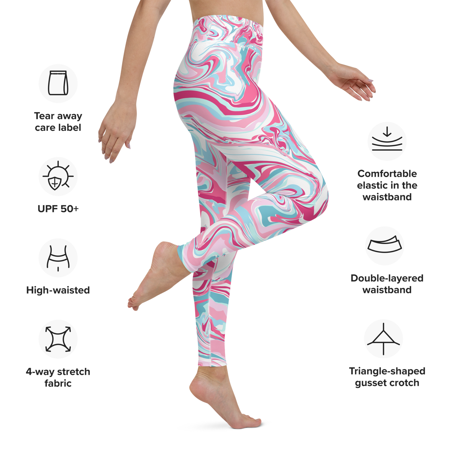 Marbled Candy Pink Yoga Leggings