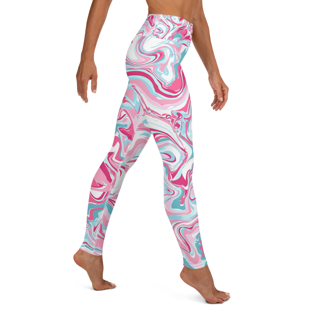 Marbled Candy Pink Yoga Leggings