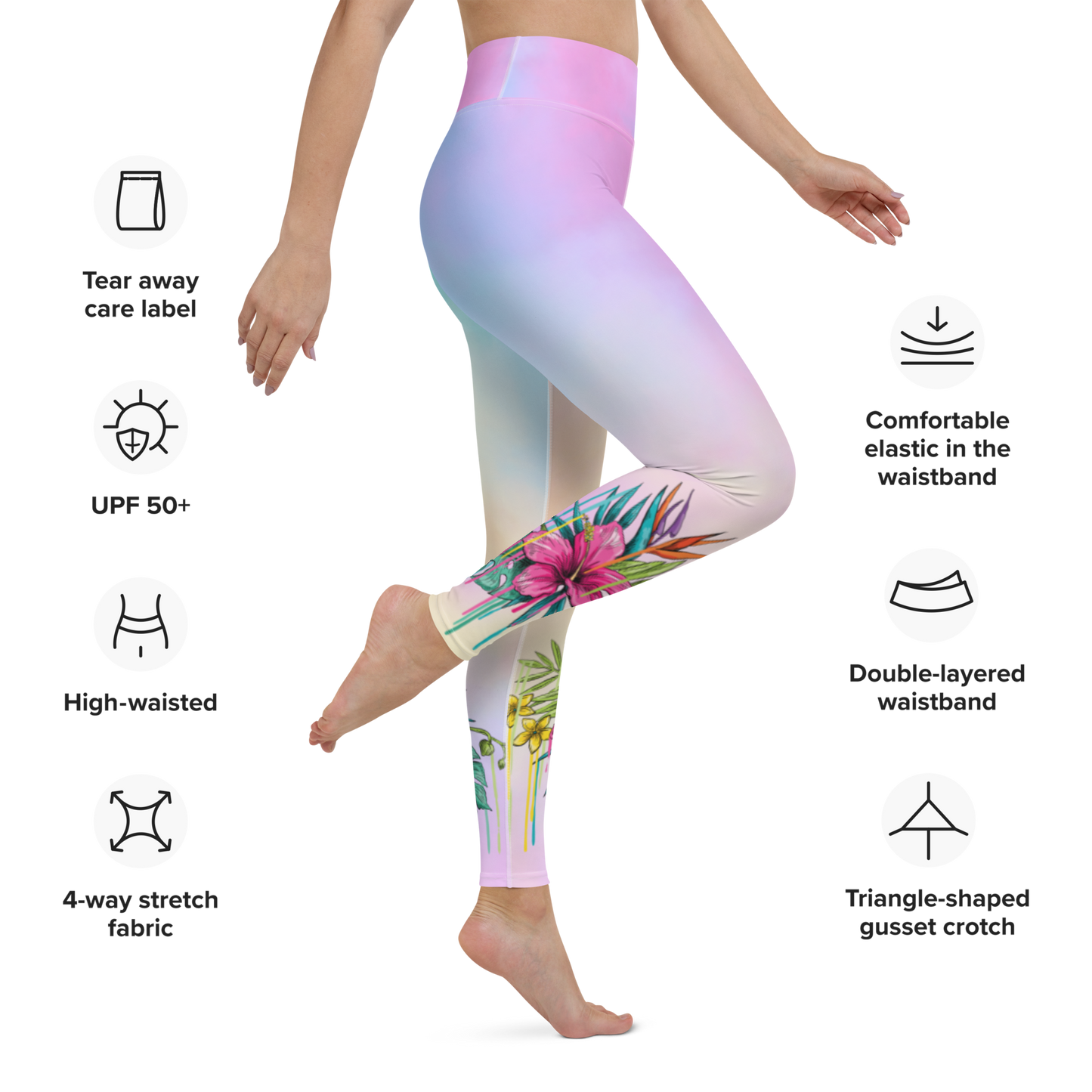 Cotton Candy Floral Yoga Leggings