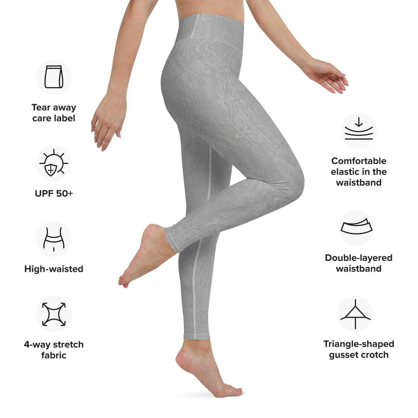 Light Grey Leather Illusion Yoga Leggings